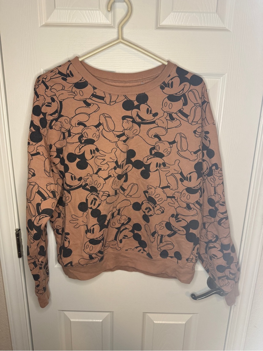 Disney Mickey Mouse All Over Print Mauve Blush Sweatshirt XL